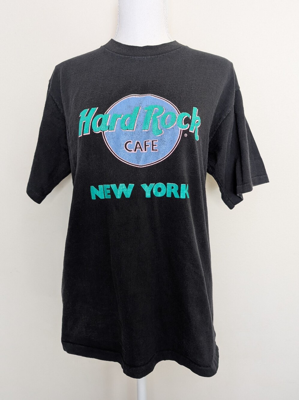 Vintage Hard Rock Cafe Black Tee with Turquoise & Blue Logo